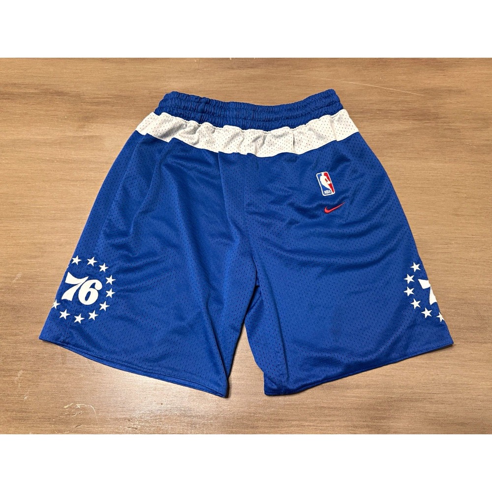 Vintage Nike Philadelphia 76ers Shorts Mens M NBA Team Sports Blue Mesh Y2K
